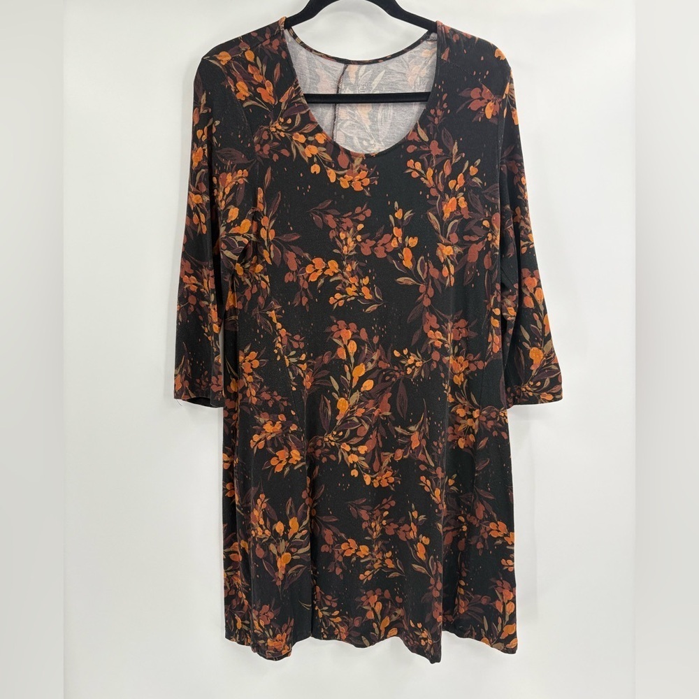 Garnet Hill Women's Dress Floral Tencel Lyocell Stretch Career 3/4 Sleeve medium